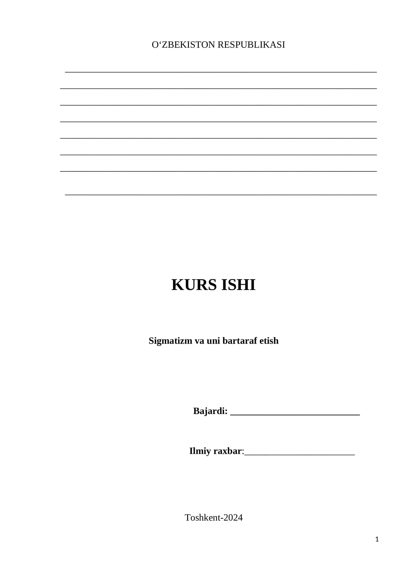 Kurs ishi. Sigmatizm va uni bartaraf etish 1