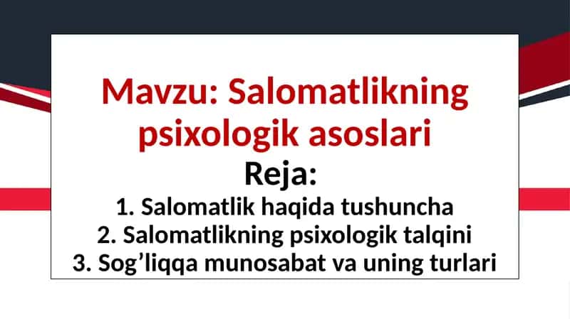 Salomatlikning psixologik asosi 1