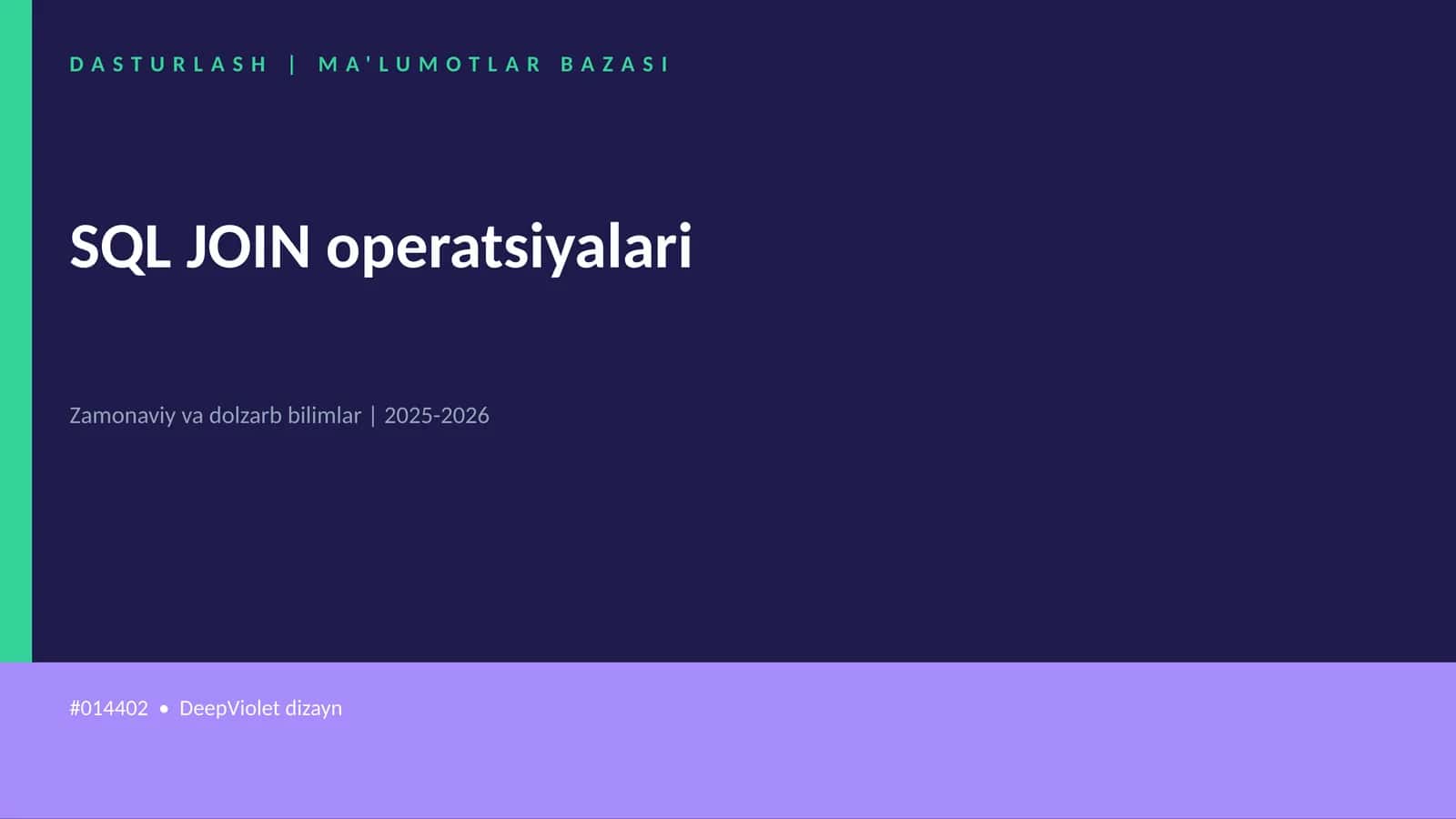 SQL JOIN operatsiyalari 1