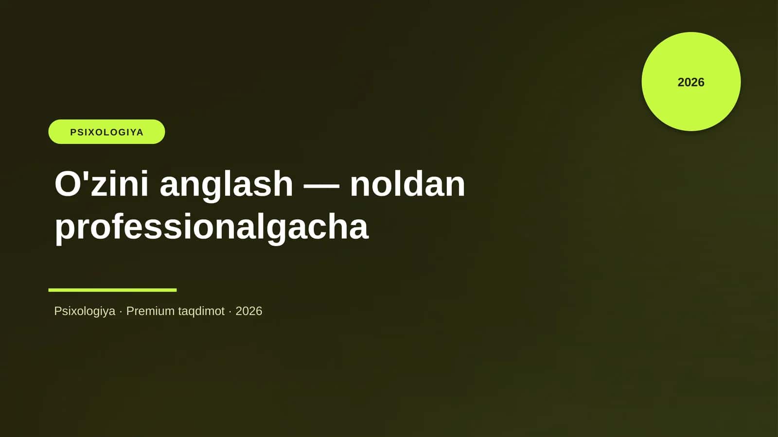 O'zini anglash — noldan professionalgacha 1