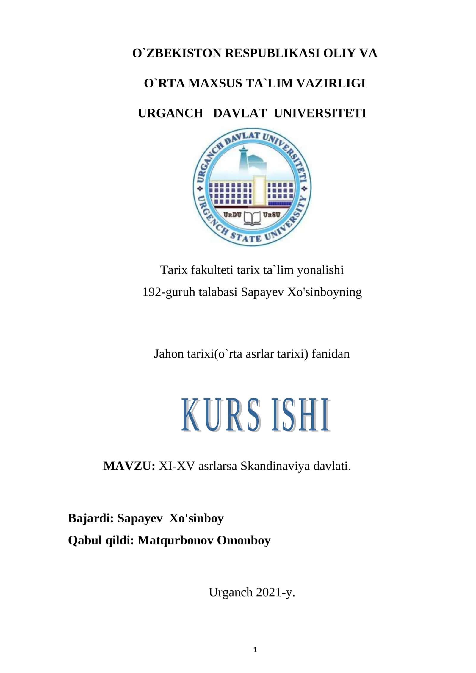 XI-XV asrlarda Skandinaviya davlati 1
