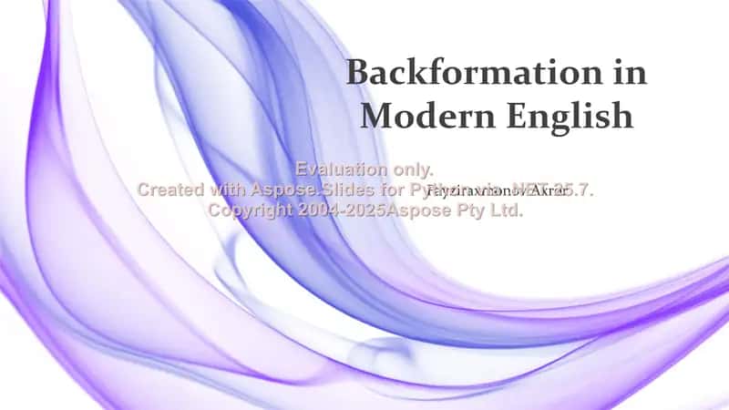 Backformation in Modern English 1
