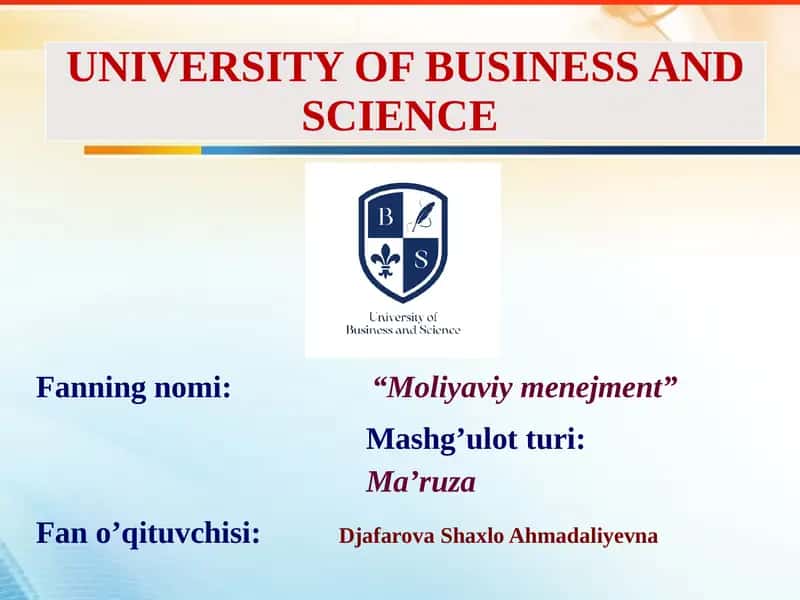 Moliyaviy menedjment 1