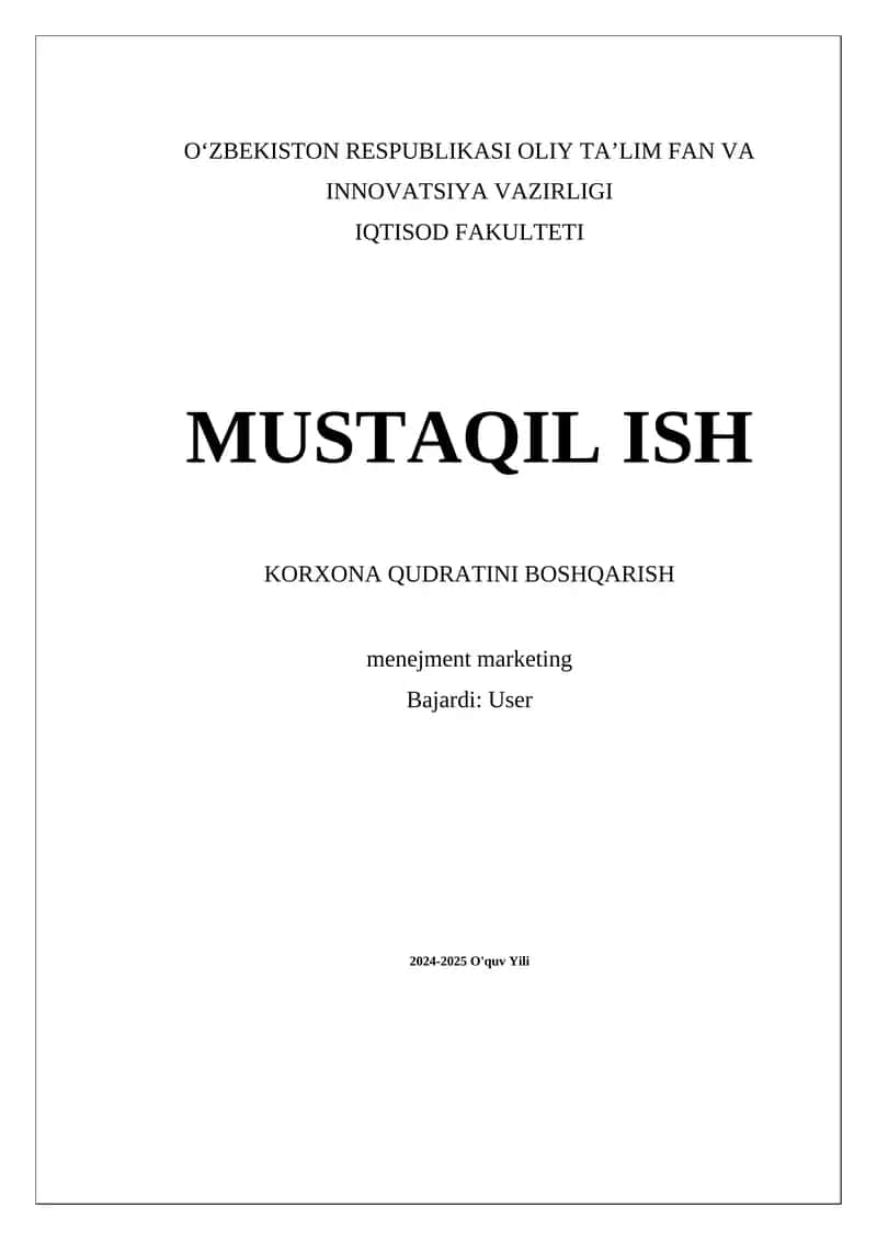 Korxona Qudratini Boshqarish 1