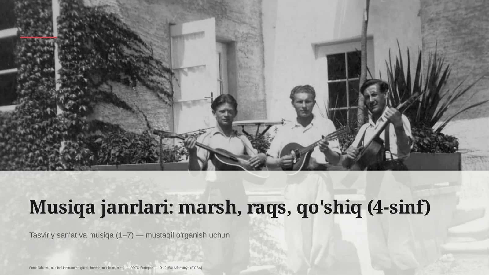 Musiqa janrlari: marsh, raqs, qo'shiq (4-sinf) 1