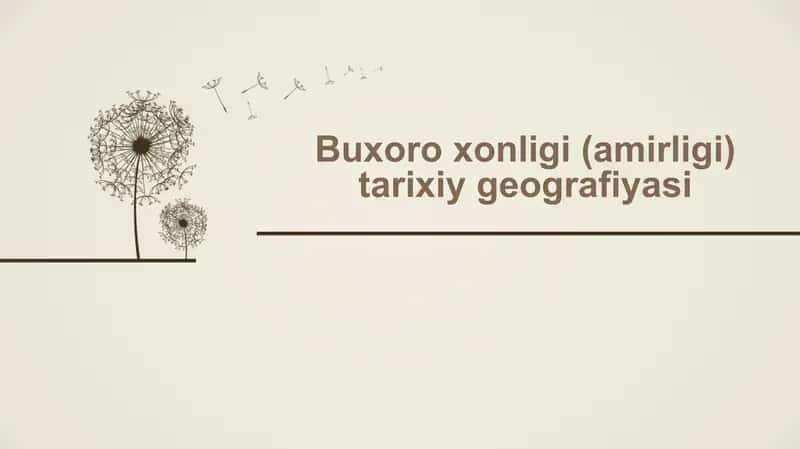 Buxoro xonligi (amirligi) tarixiy geografiyasi 1