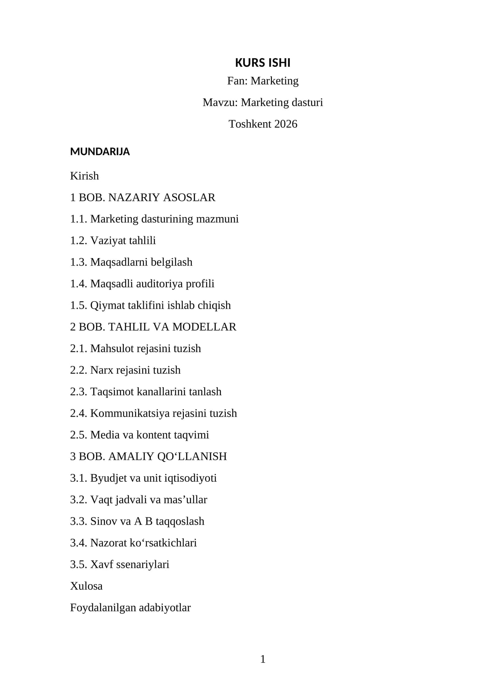 Marketing dasturi 1
