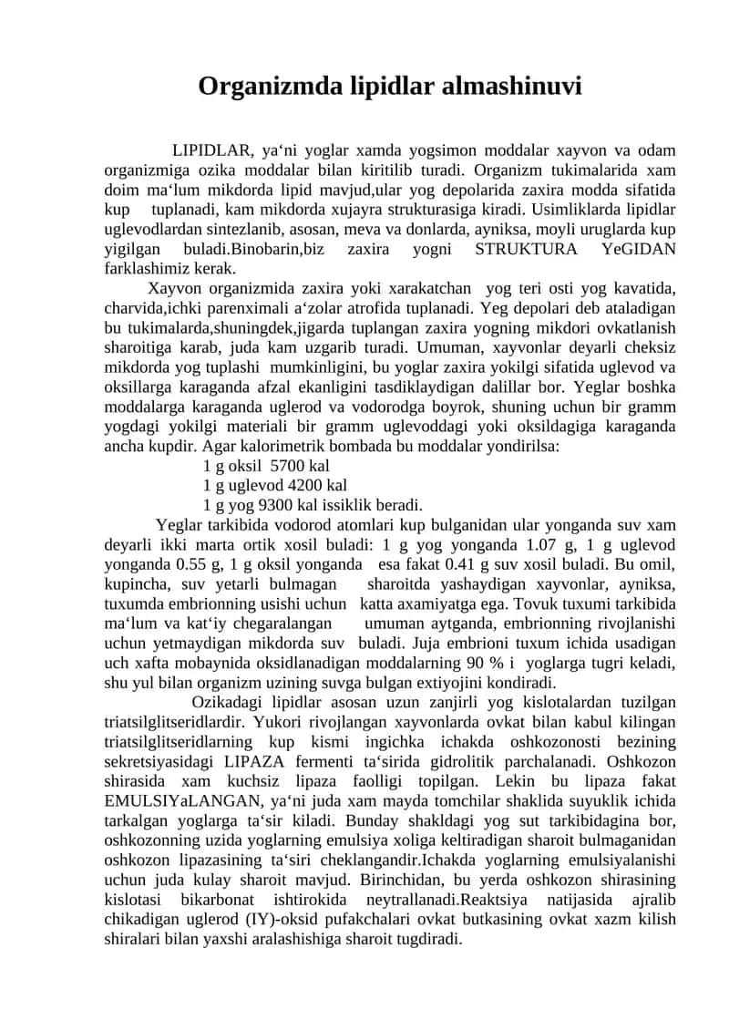 Lipidlar almashinuvi 1