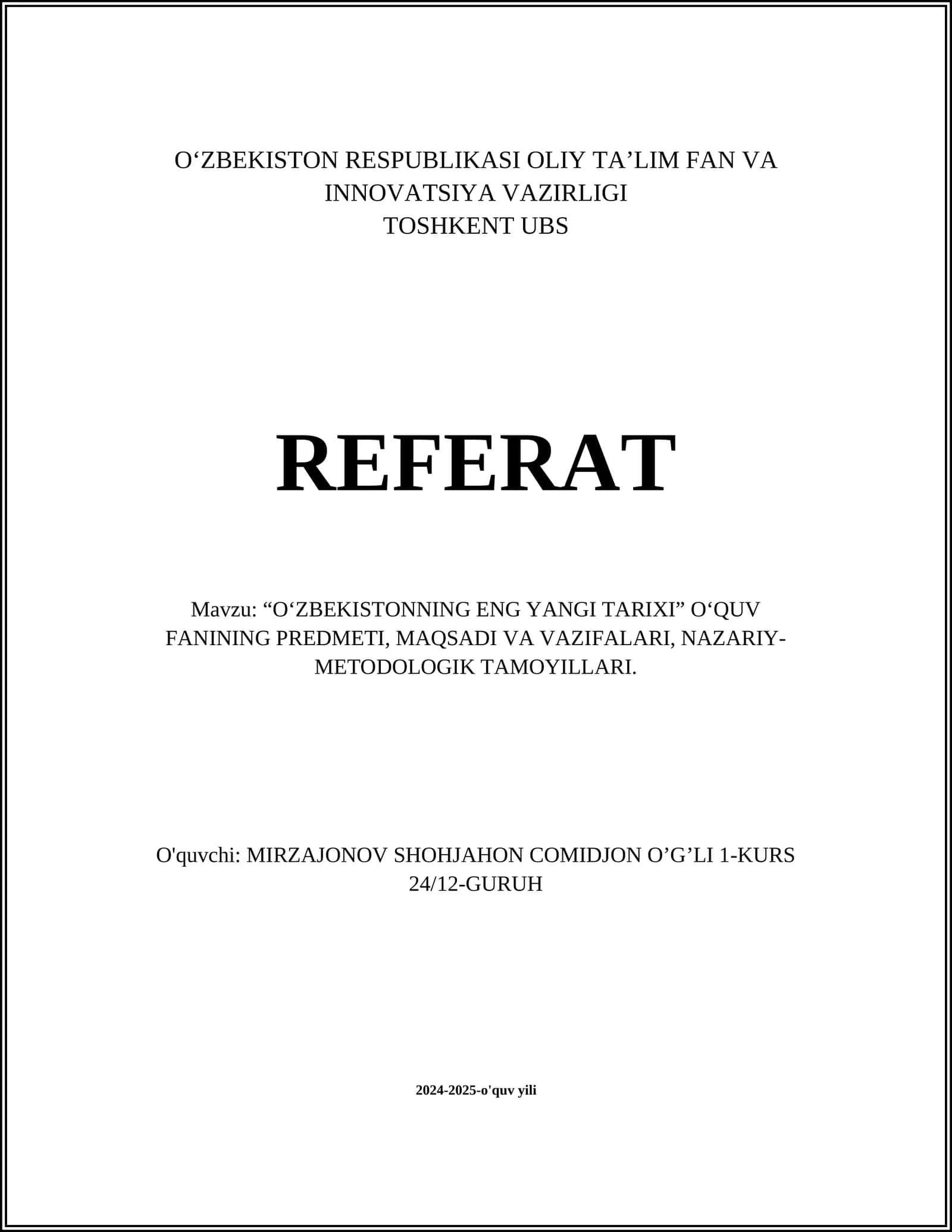 O‘zbekistonning eng yangi tarixi 1