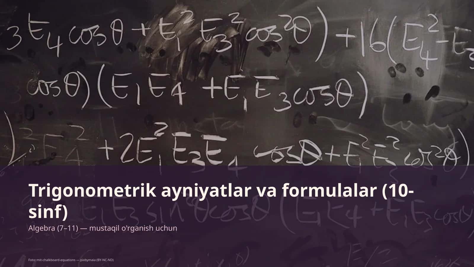 Trigonometrik ayniyatlar va formulalar (10-sinf) 1