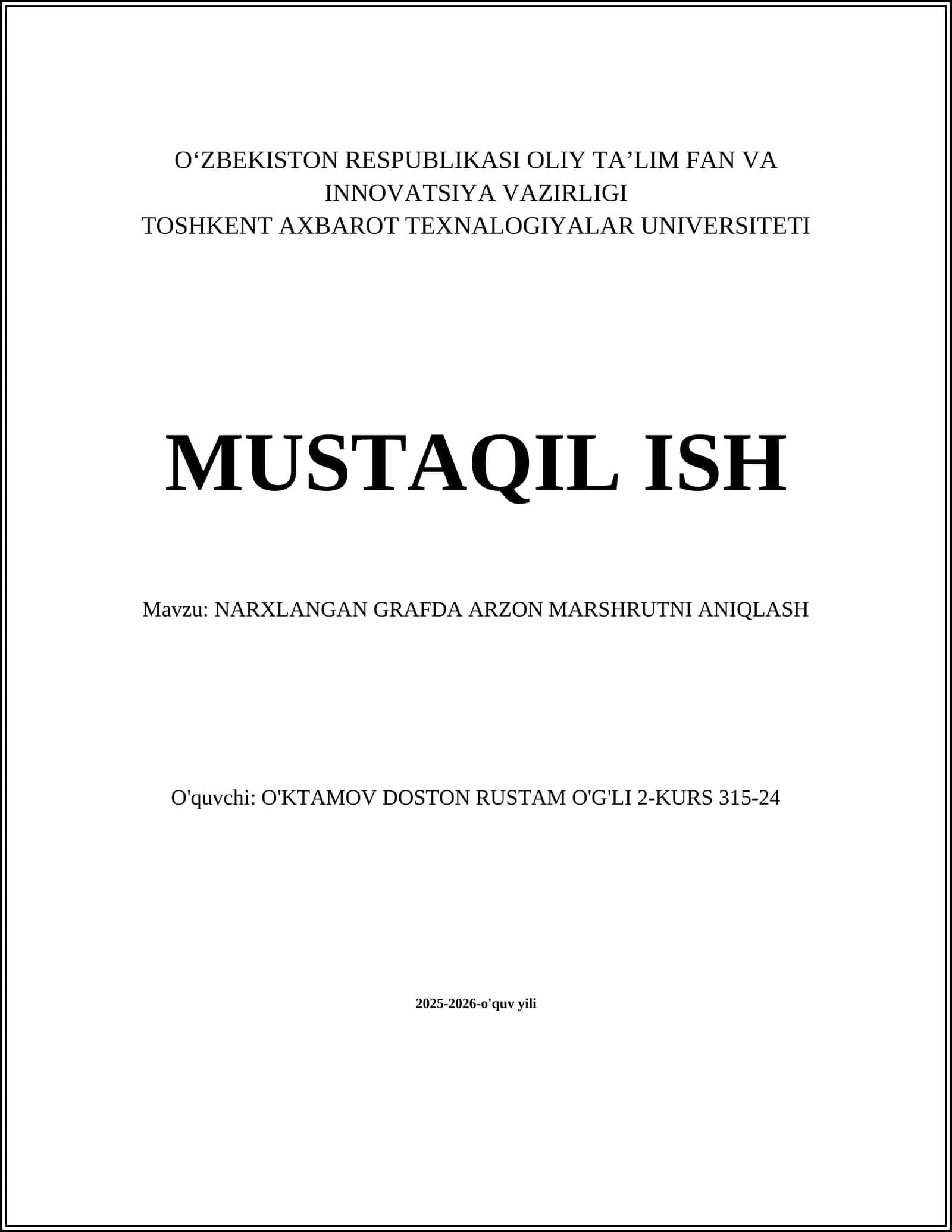 NARXLANGAN GRAFDA ARZON MARSHRUTNI ANIQLASH 1