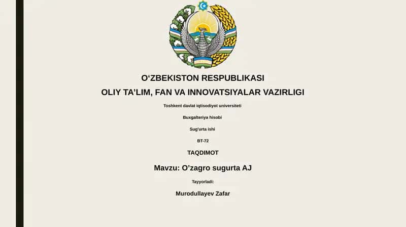 O’zagro sugurta AJ 1