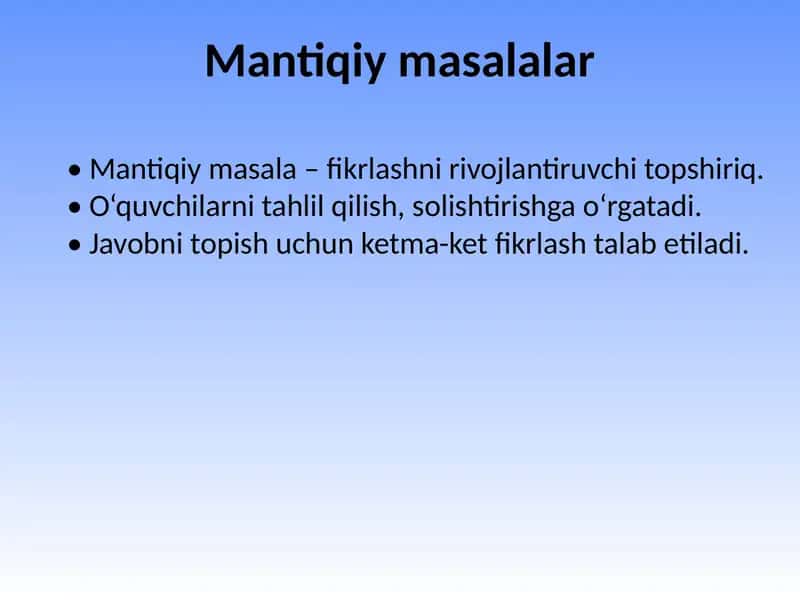 mantiqiy masalalar 1