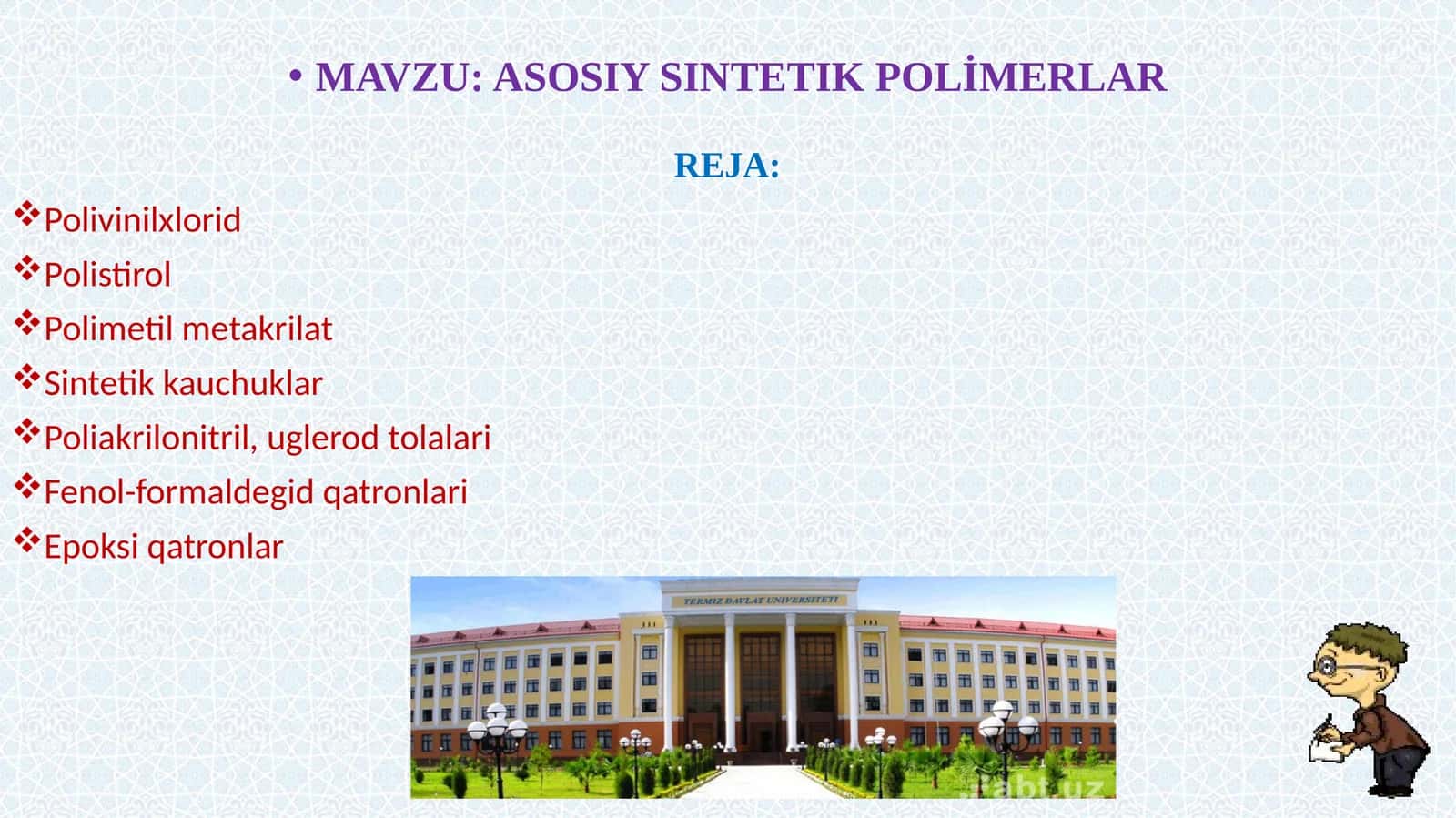 ASOSIY SINTETIK POLİMERLAR 1