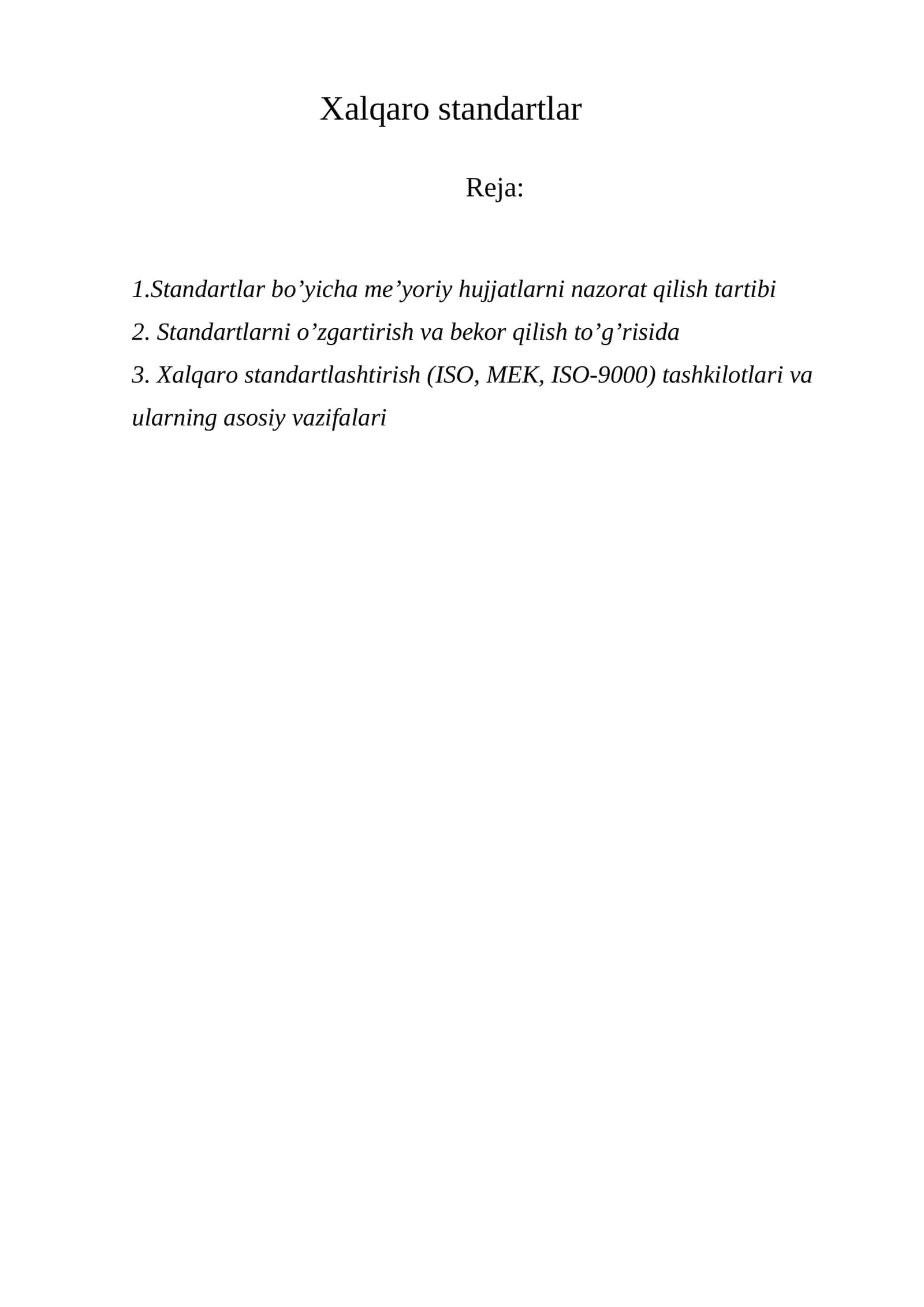 Xalqaro standartlar 1