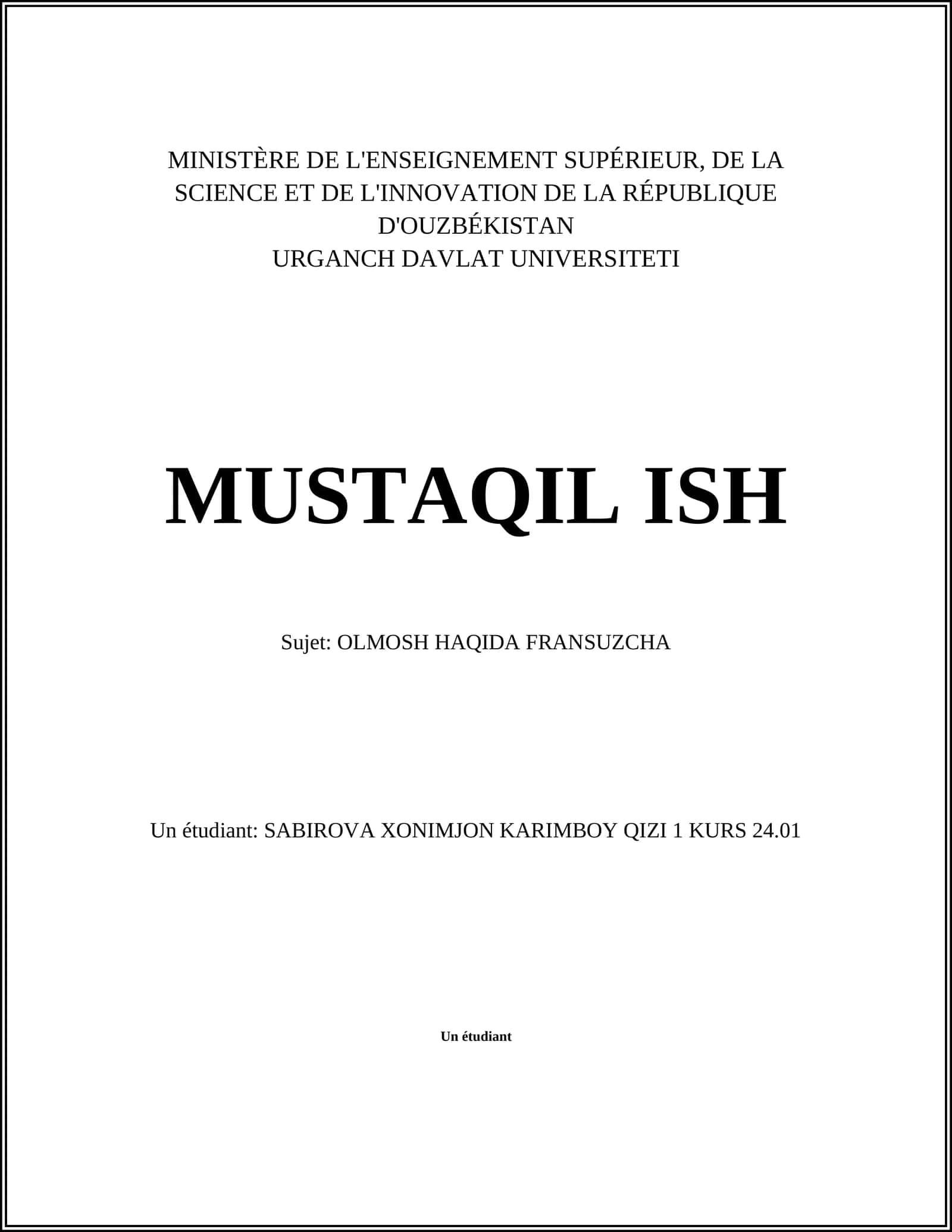 OLMOSH HAQIDA FRANSUZCHA 1