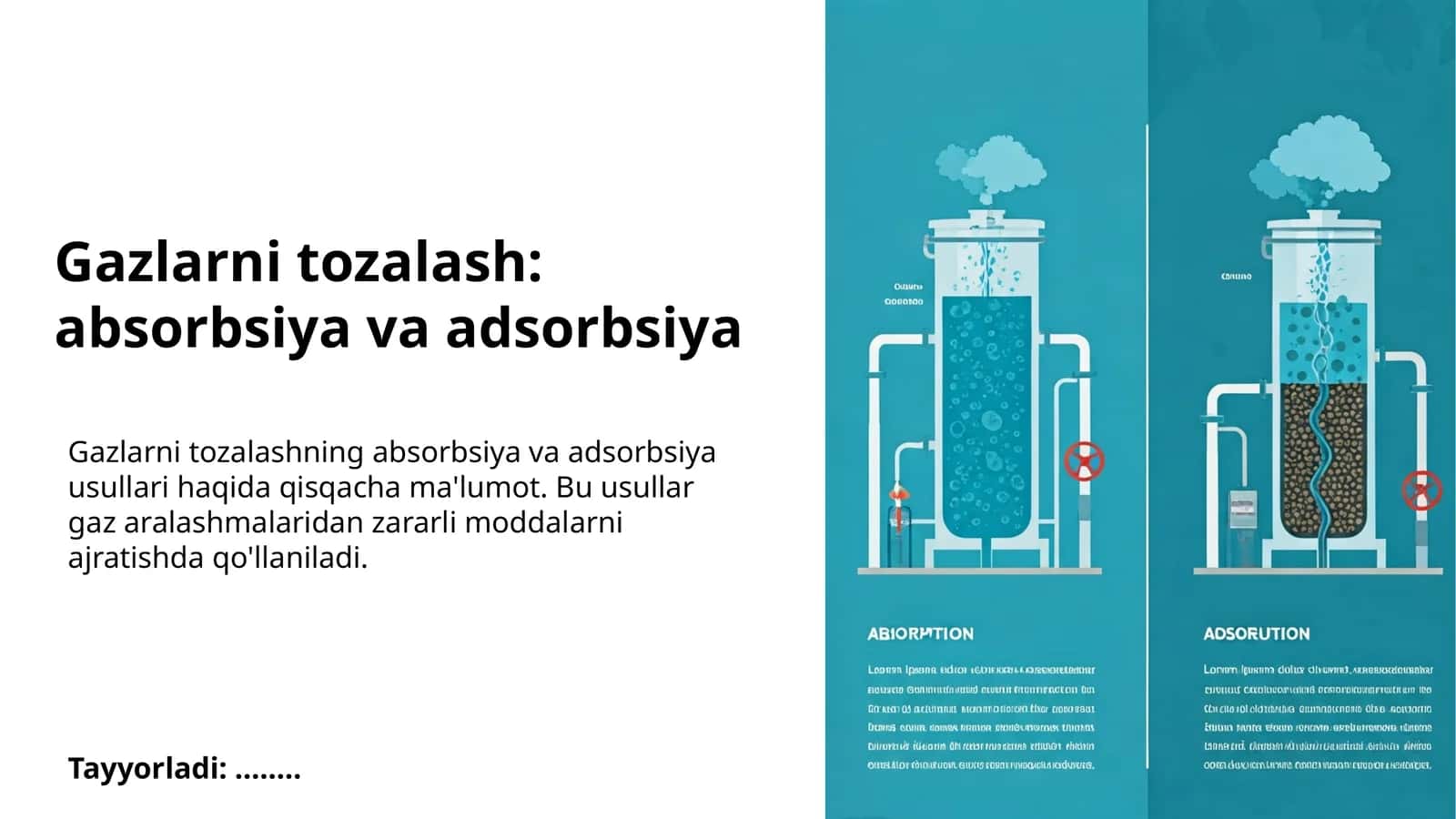 Gazlarni tozalash: absorbsiya va adsorbsiya 1