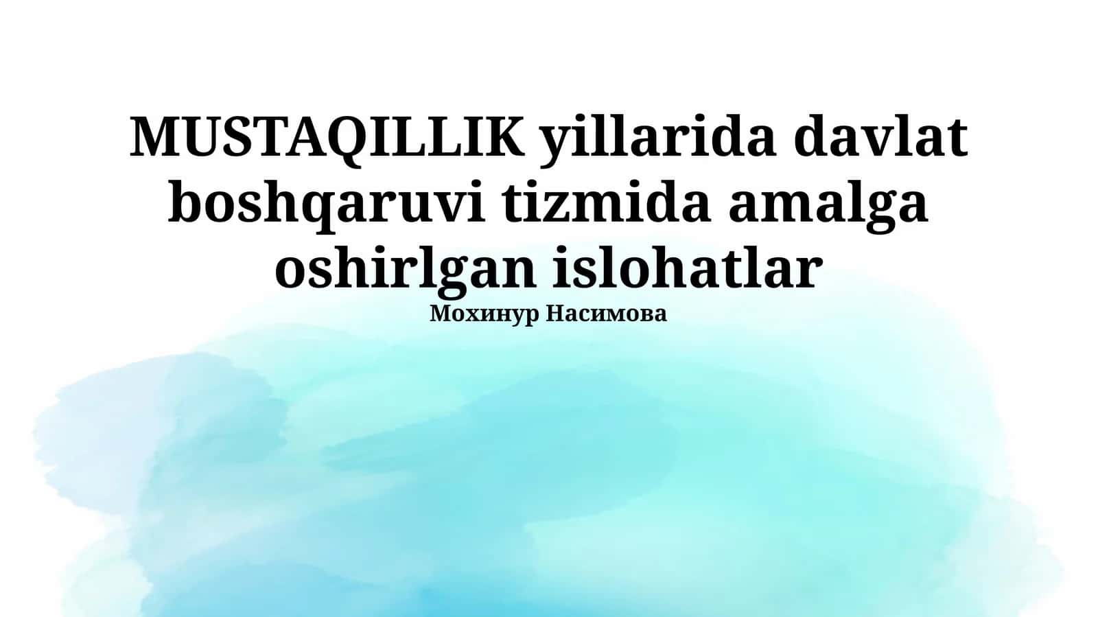 Davlat Boshqaruvi Islohotlarining Asosiy Yo'nalishlari 1