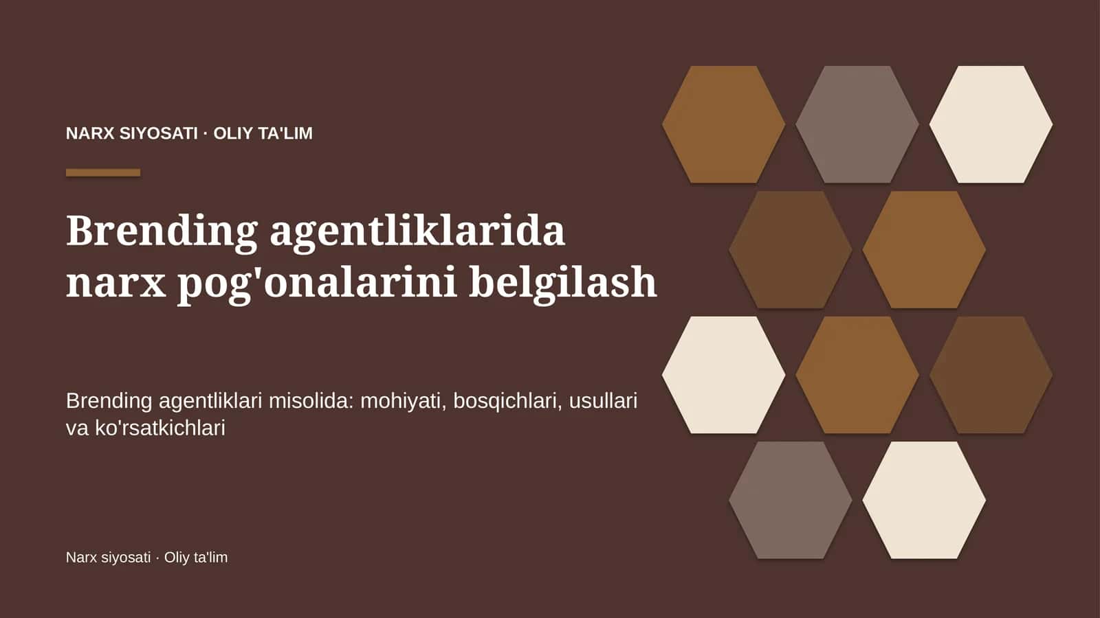 Brending agentliklarida narx pog'onalarini belgilash 1