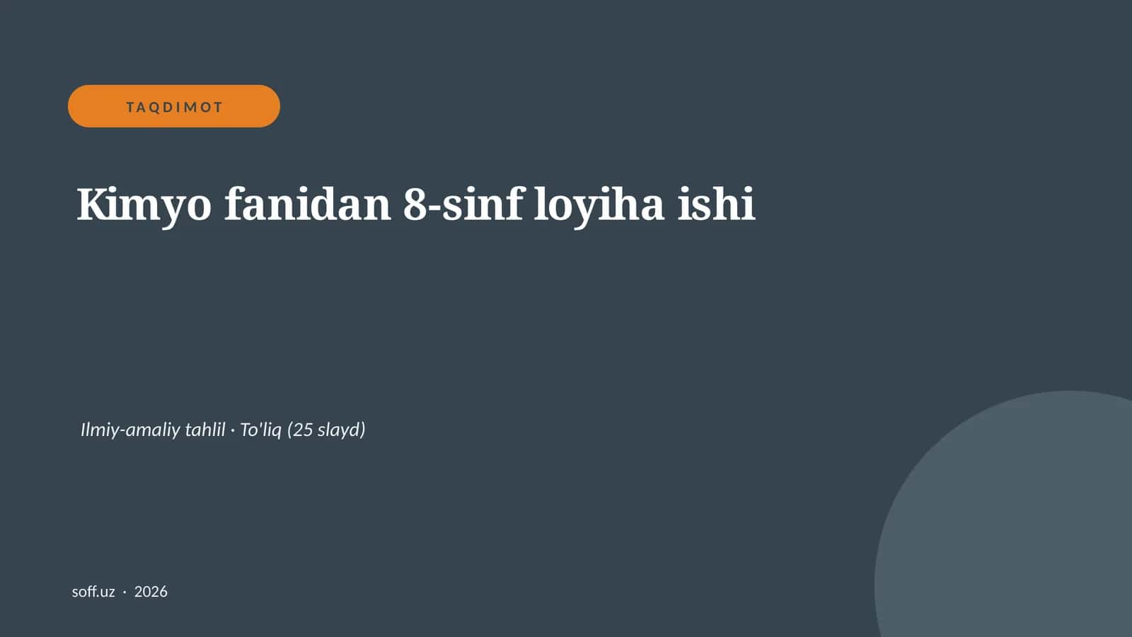 Kimyo fanidan 8-sinf loyiha ishi 1