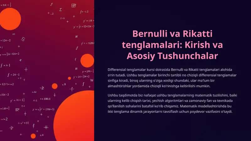 Bernulli va Rikatti tenglamalari 1