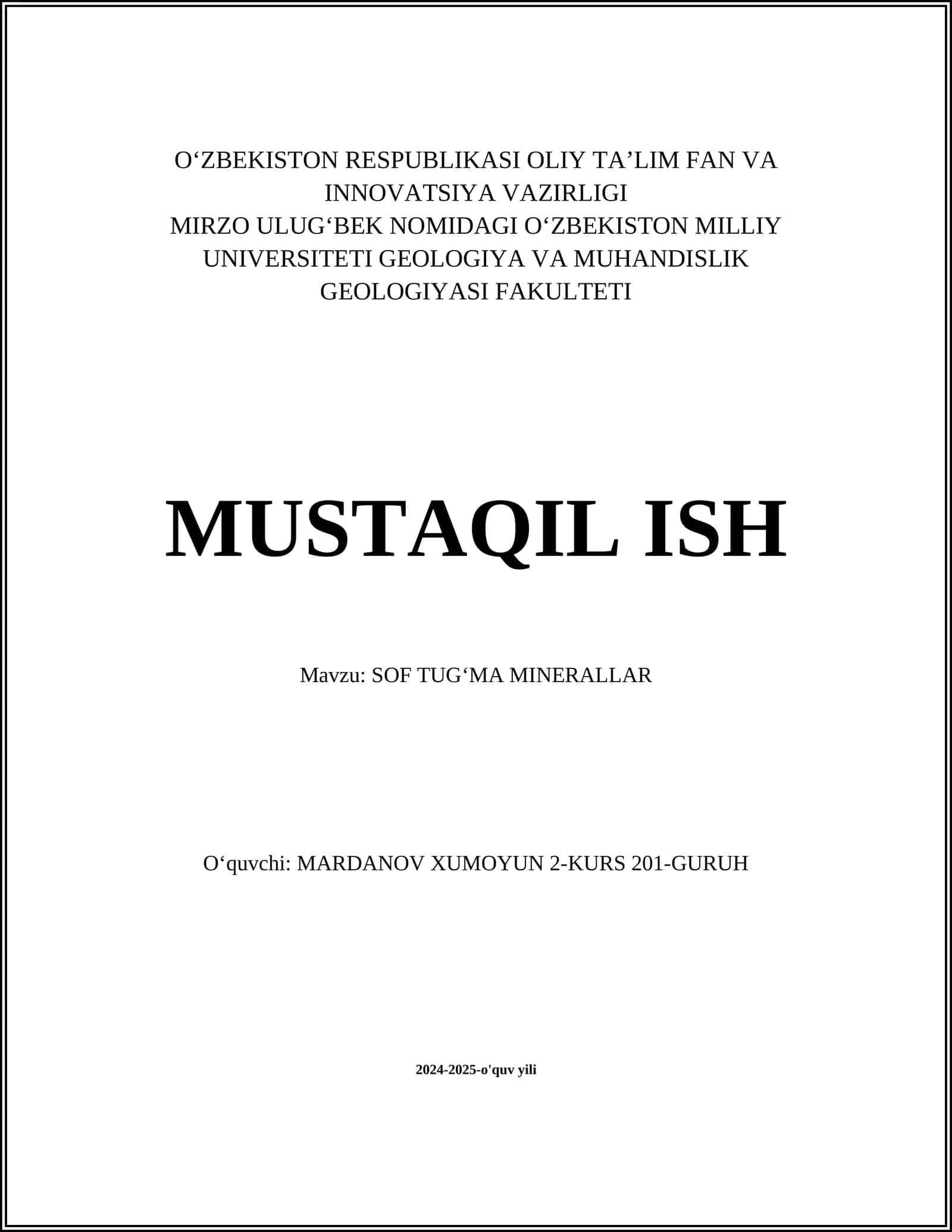 SOF TUGʻMA MINERALLAR 1