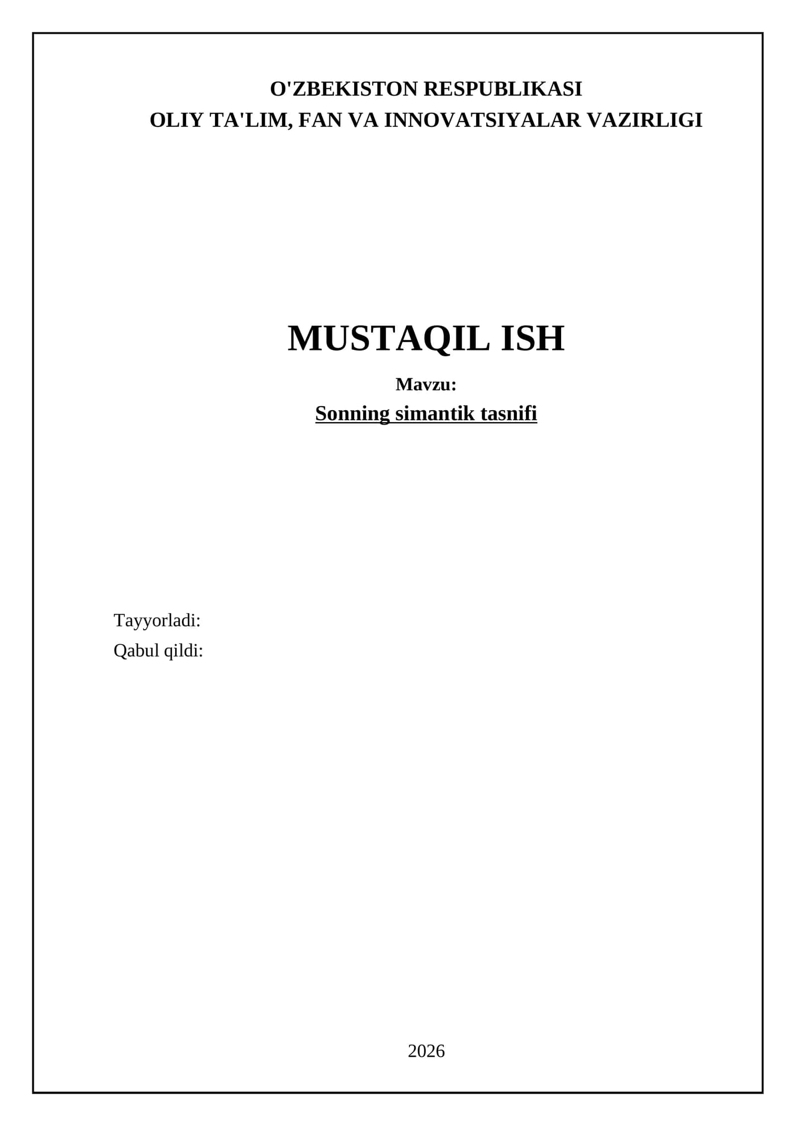 Sonning semantik tasnifi 1