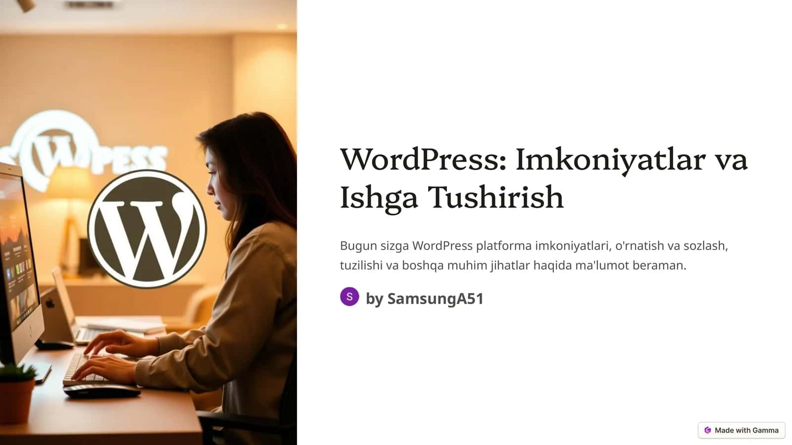 WordPress: Imkoniyatlar va Ishga Tushirish 1