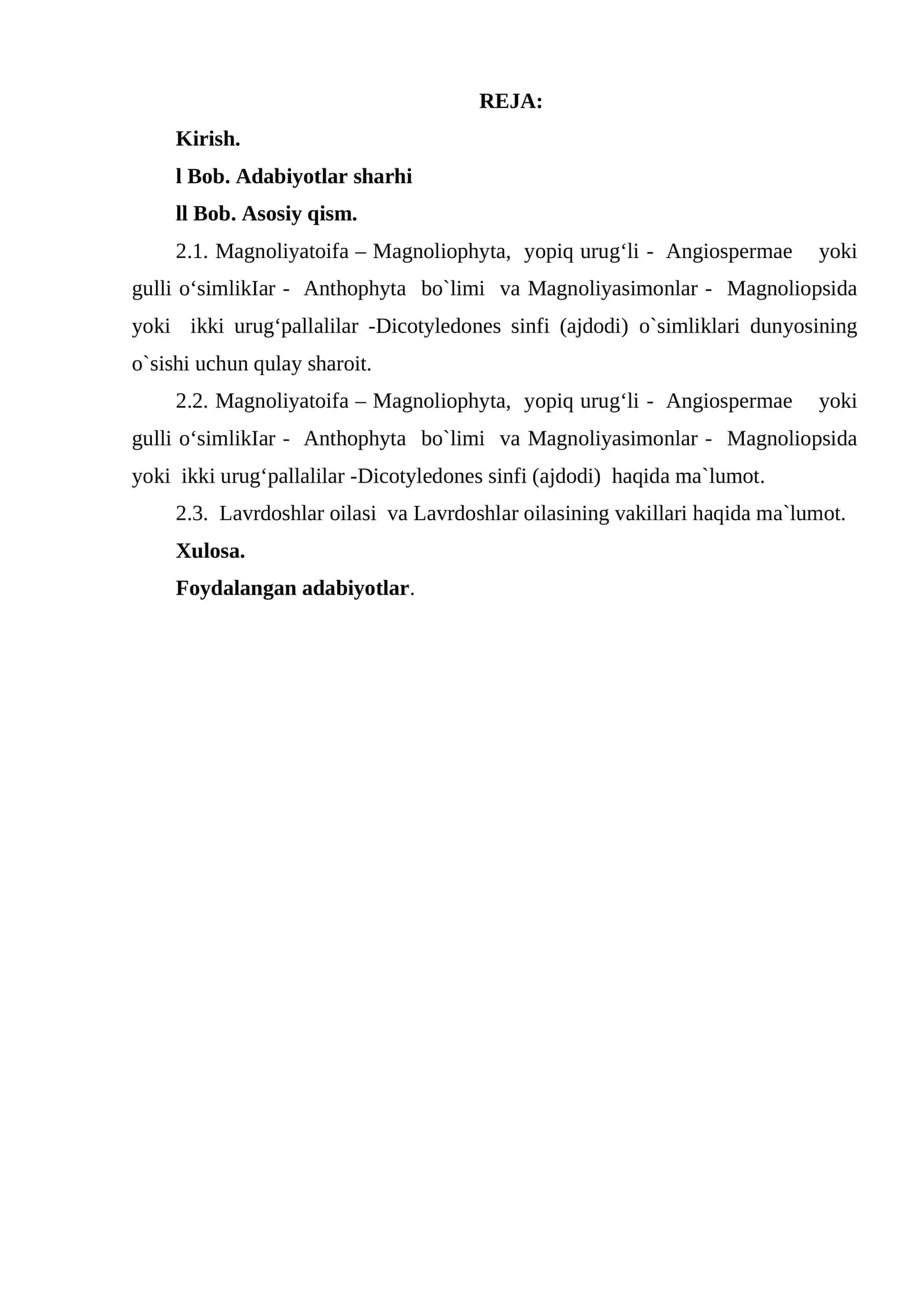 Bob. Adabiyotlar sharhi 1