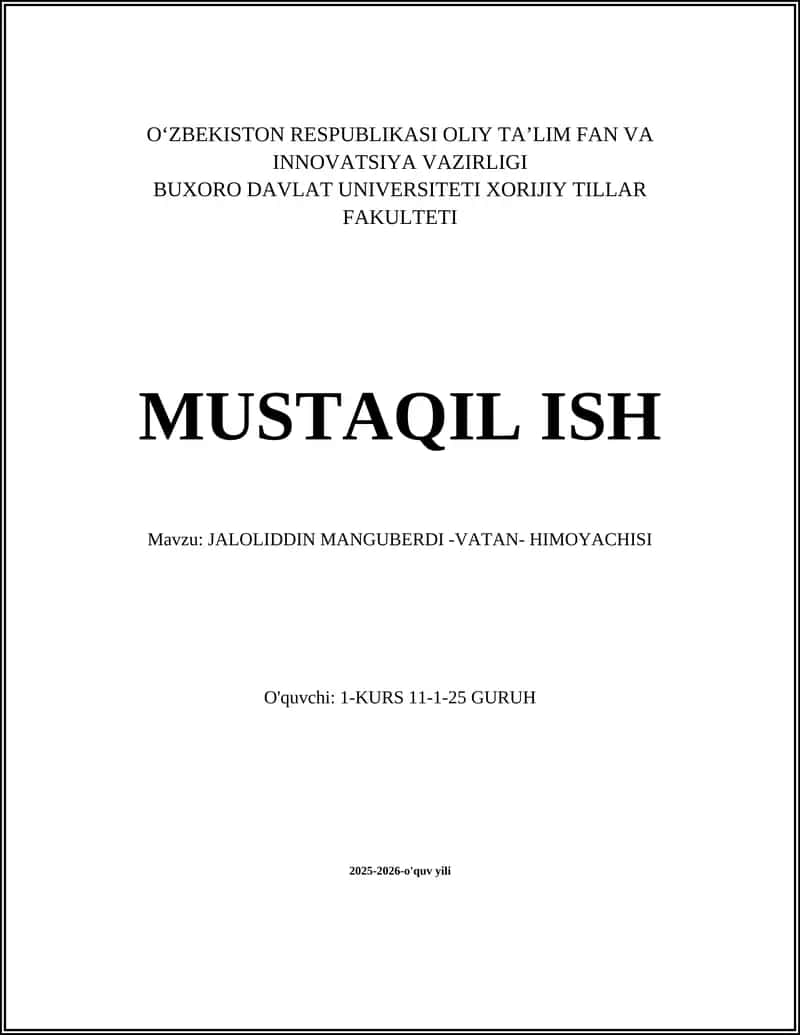 Jaloliddin Manguberdi - Vatan Himoyachisi 1