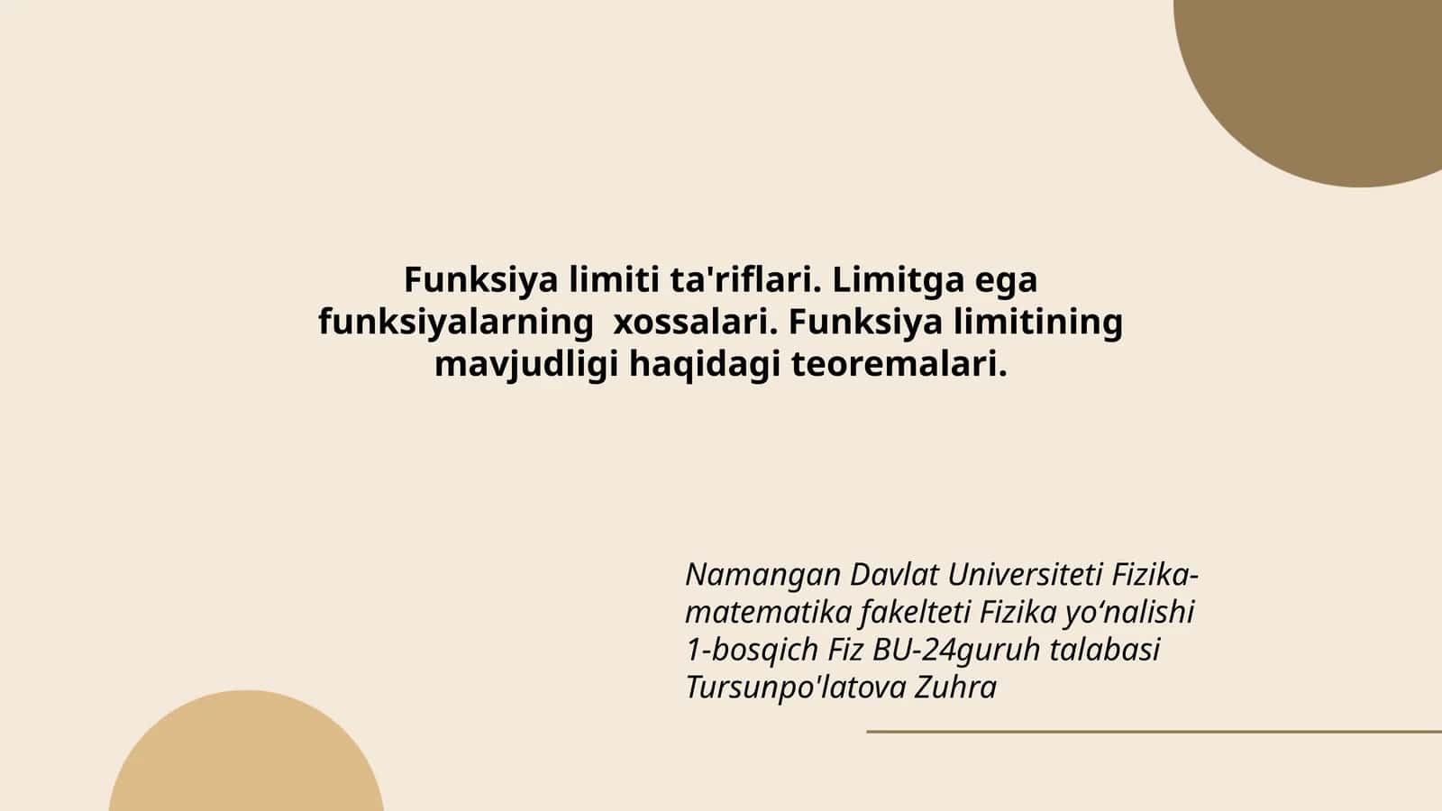 Funksiya limitlari 1