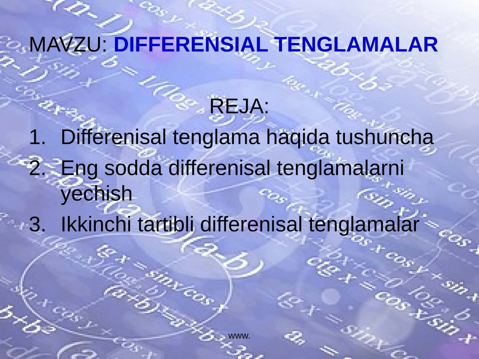DIFFERENSIAL TENGLAMALAR 1