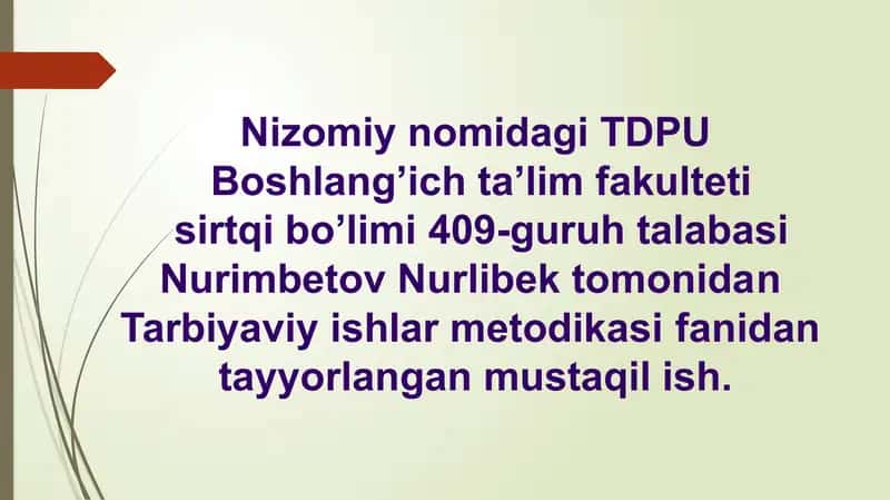 Sinf jamoasini tashkil etish 1