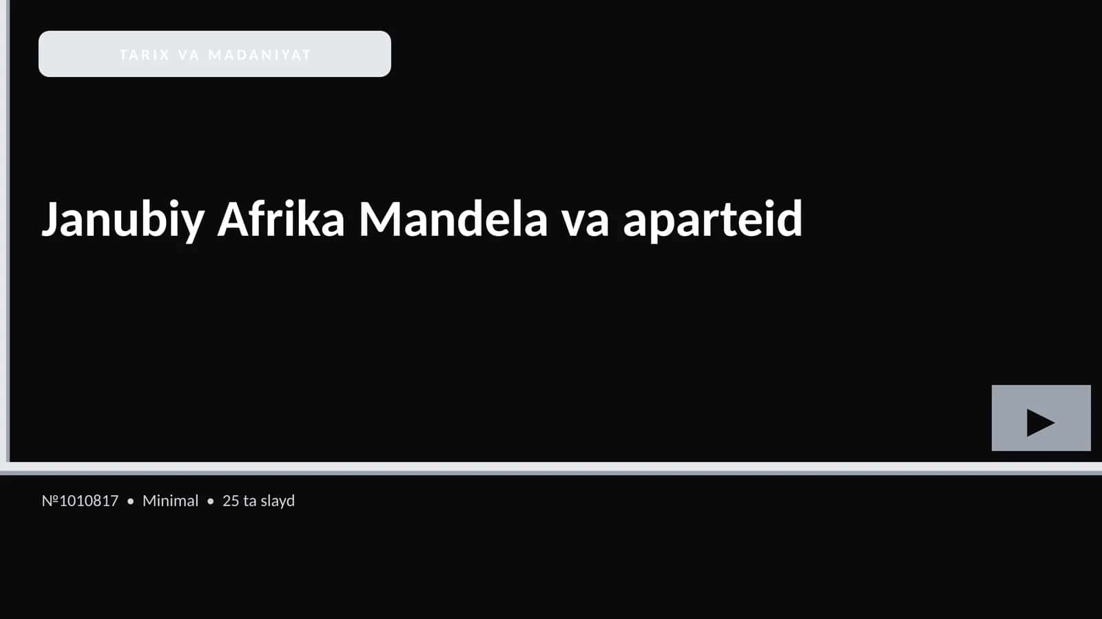 Janubiy Afrika Mandela va aparteid 1