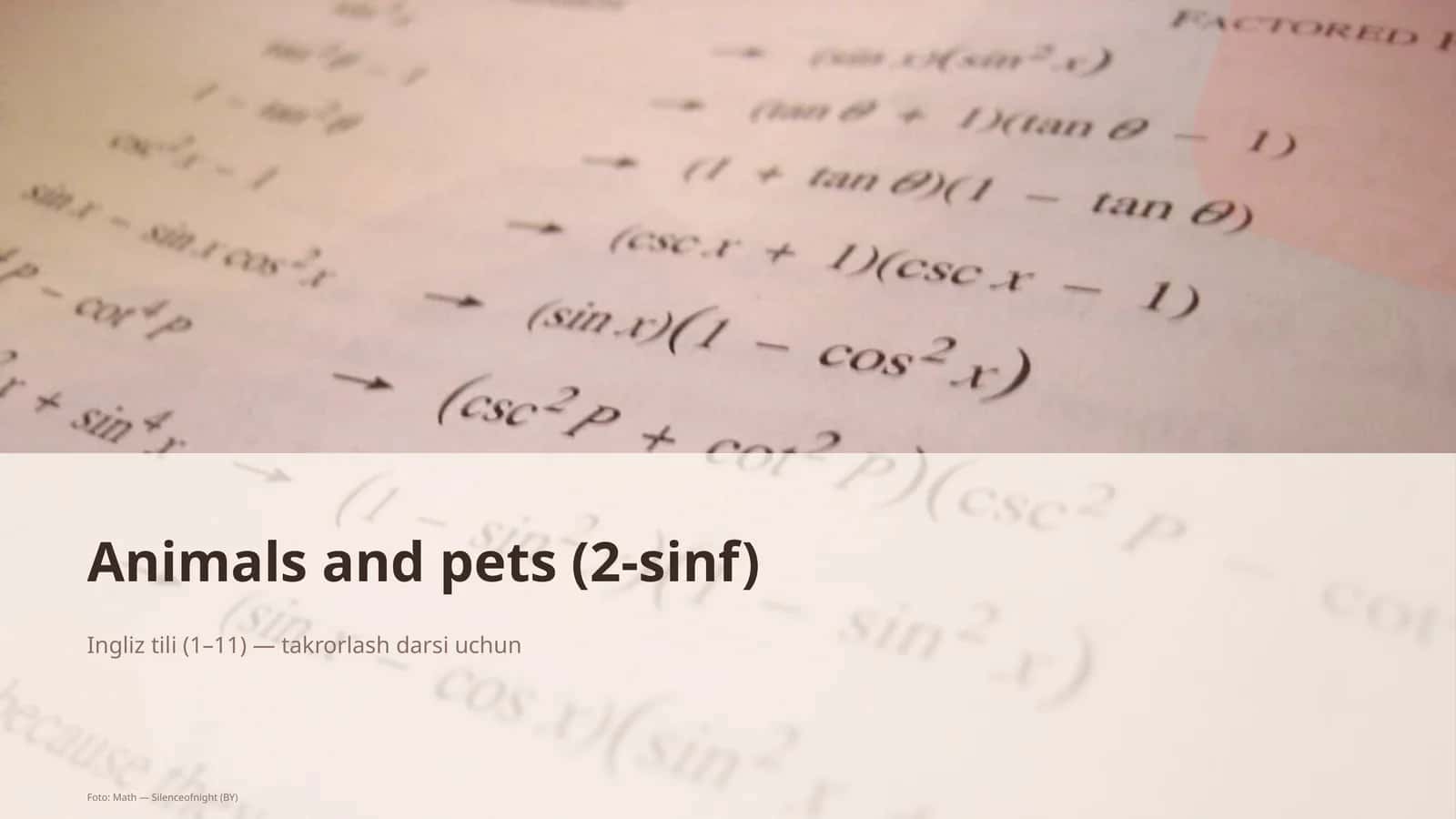 Animals and pets (2-sinf) 1