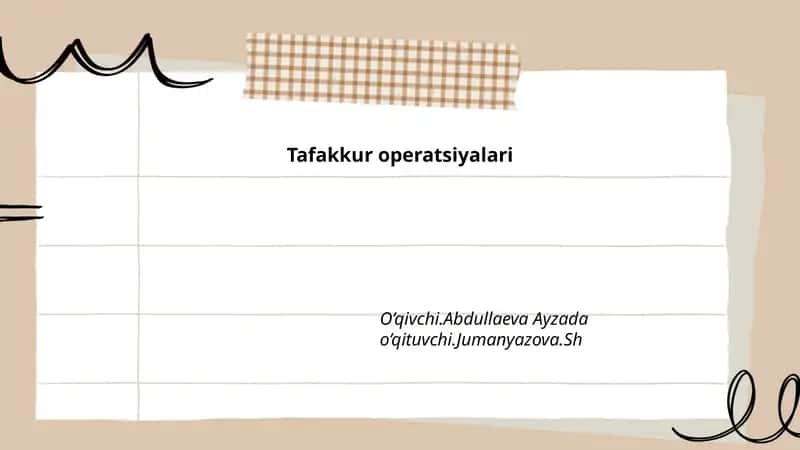 Tafakkur operatsiyalari 1