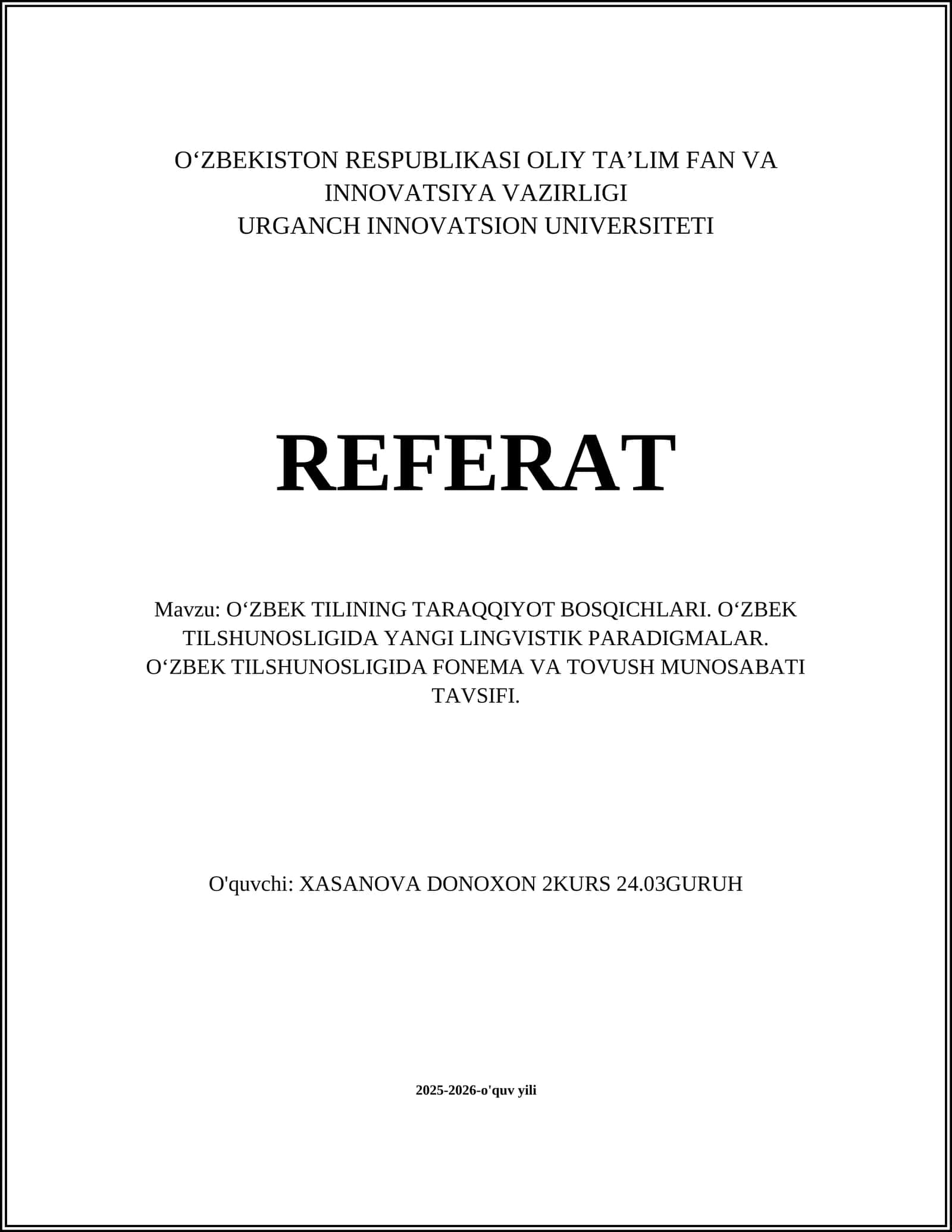 Oʻzbek Tili Tarixi Bosqichlari 1