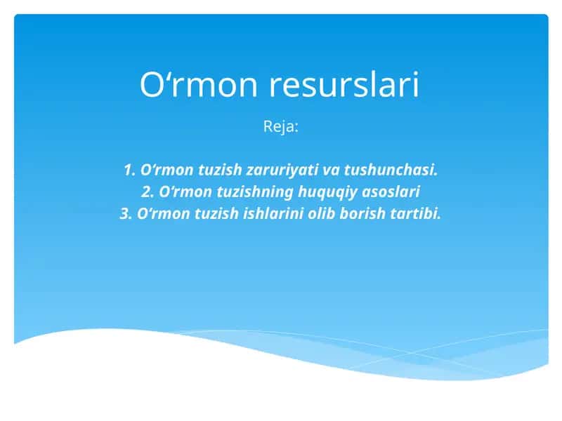 O‘rmon resurslari 1