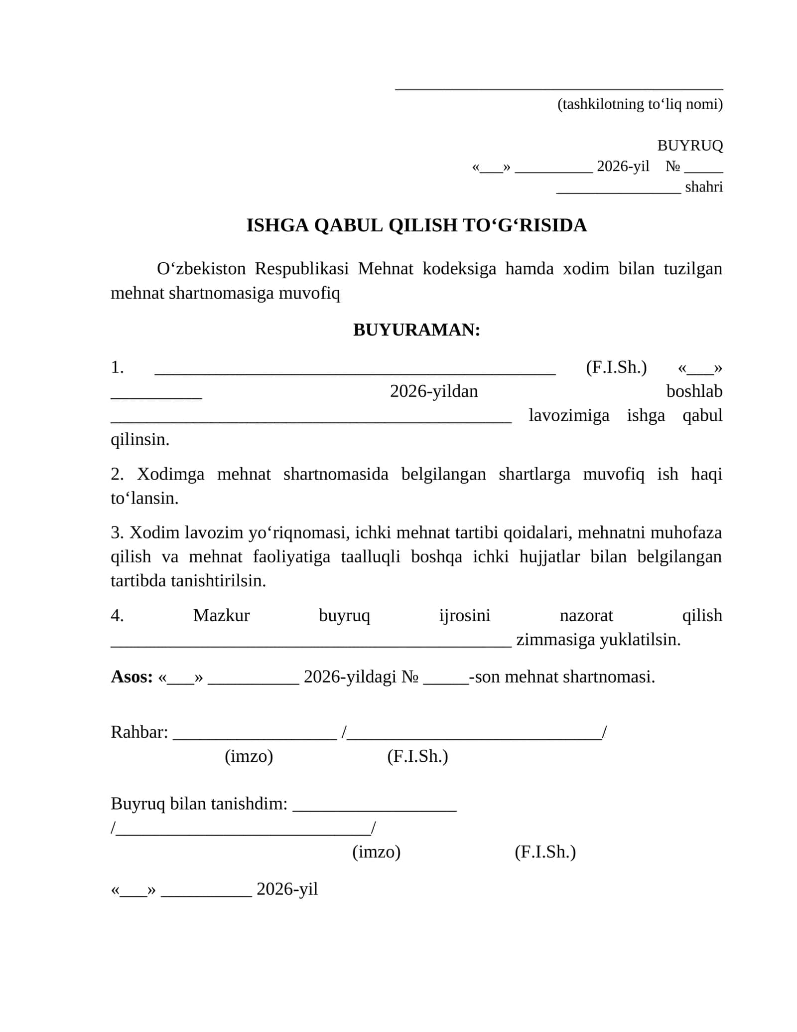 BUYRUQ NAMUNA 1