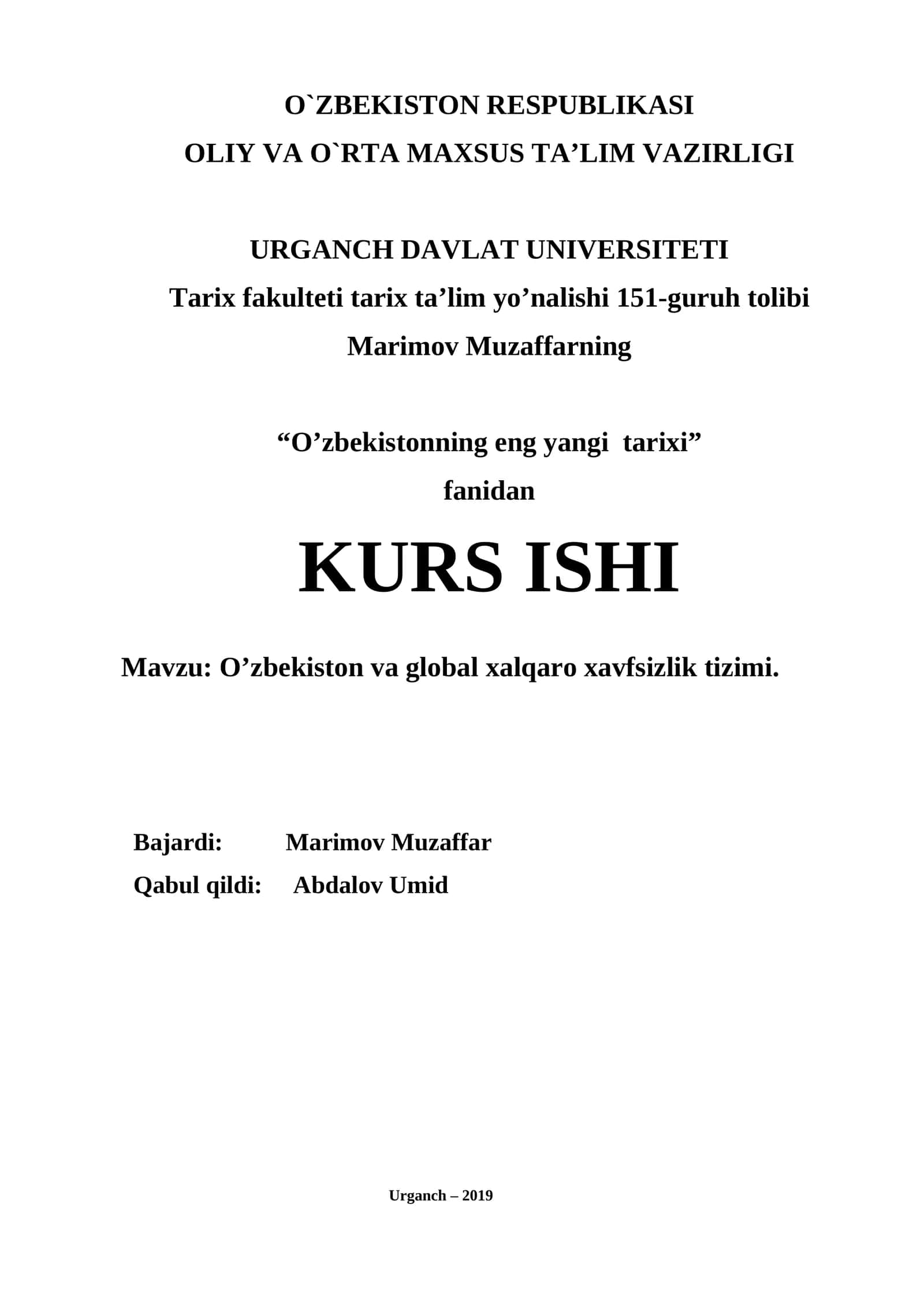 O’zbekistonning eng yangi tarixi 1