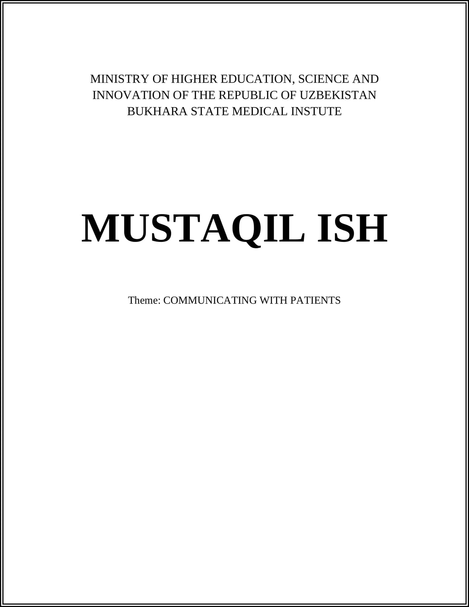COMMUNICATING WITH PATIENTS 1