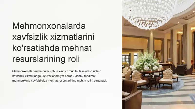 Mehmonxonalarda xavfsizlik xizmatlarini ko'rsatishda mehnat resurslarining roli 1