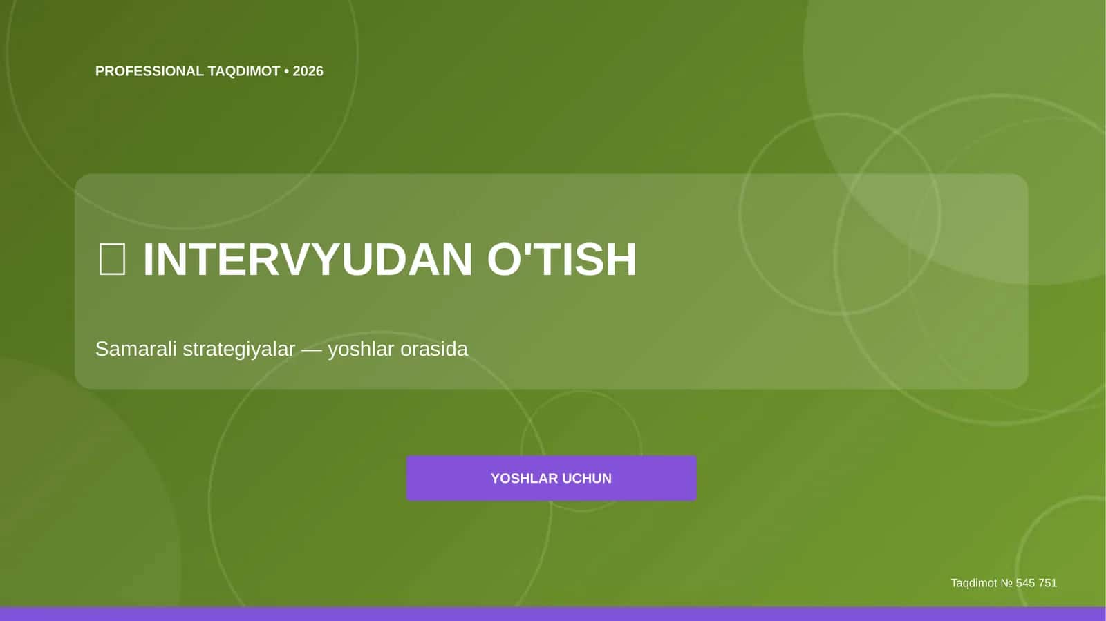 Intervyudan o'tish: samarali strategiyalar (yoshlar orasida) 1