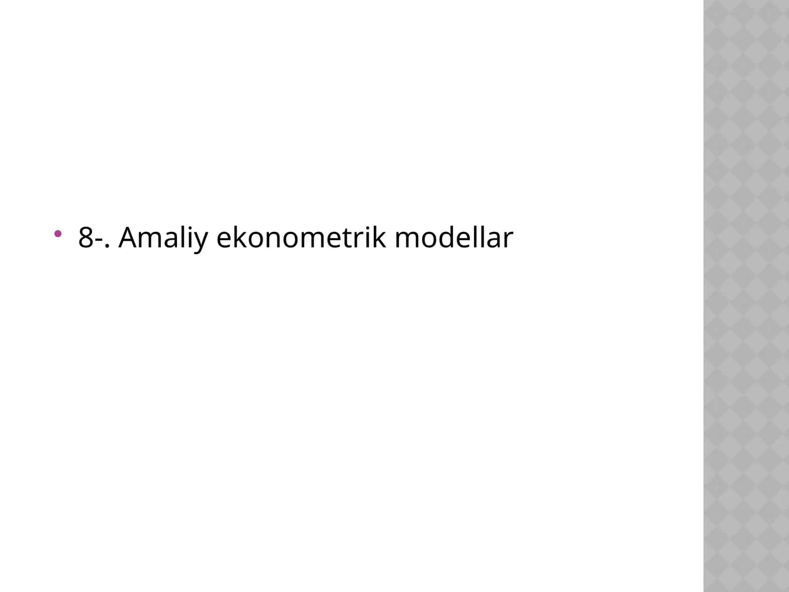 Amaliy ekonometrik modellar 1