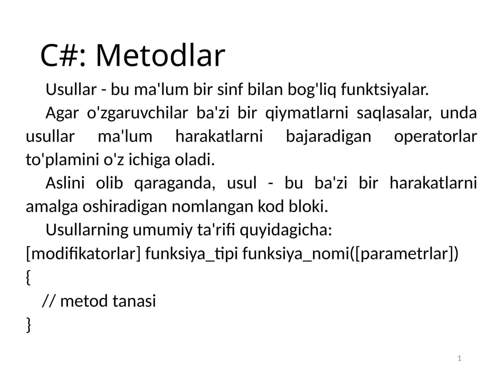 Metodlar 1