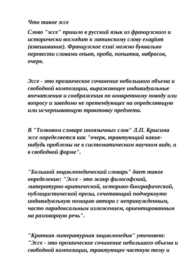 Что такое эссе 1