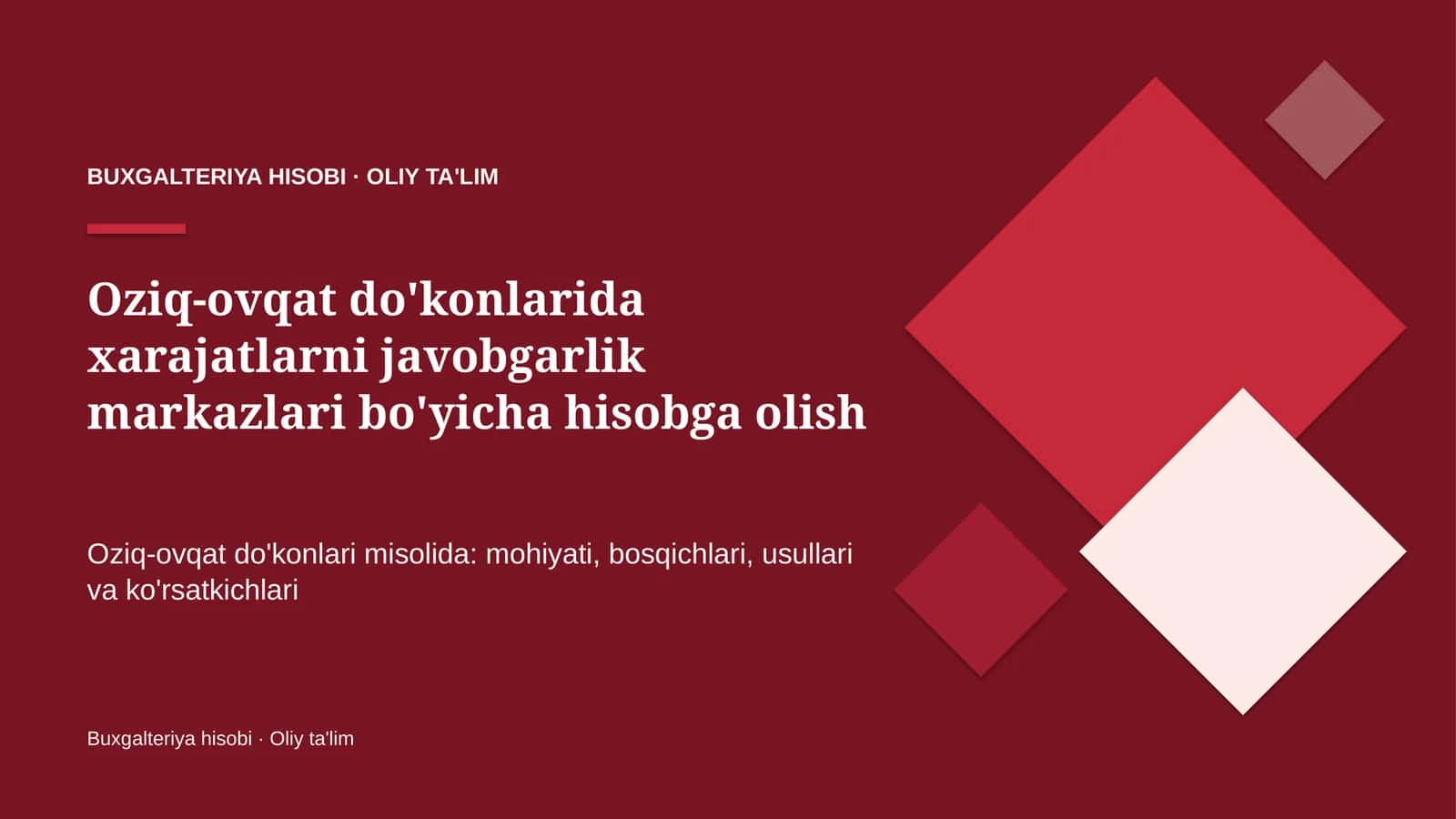 oziq ovqat do'konlarida xarajatlarni javobgarlik markazlari bo'yicha hisobga olish 7349 1