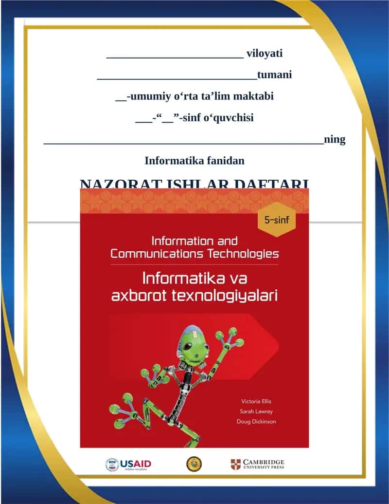 Informatika fanidan NAZORAT ISHLAR DAFTARI 1