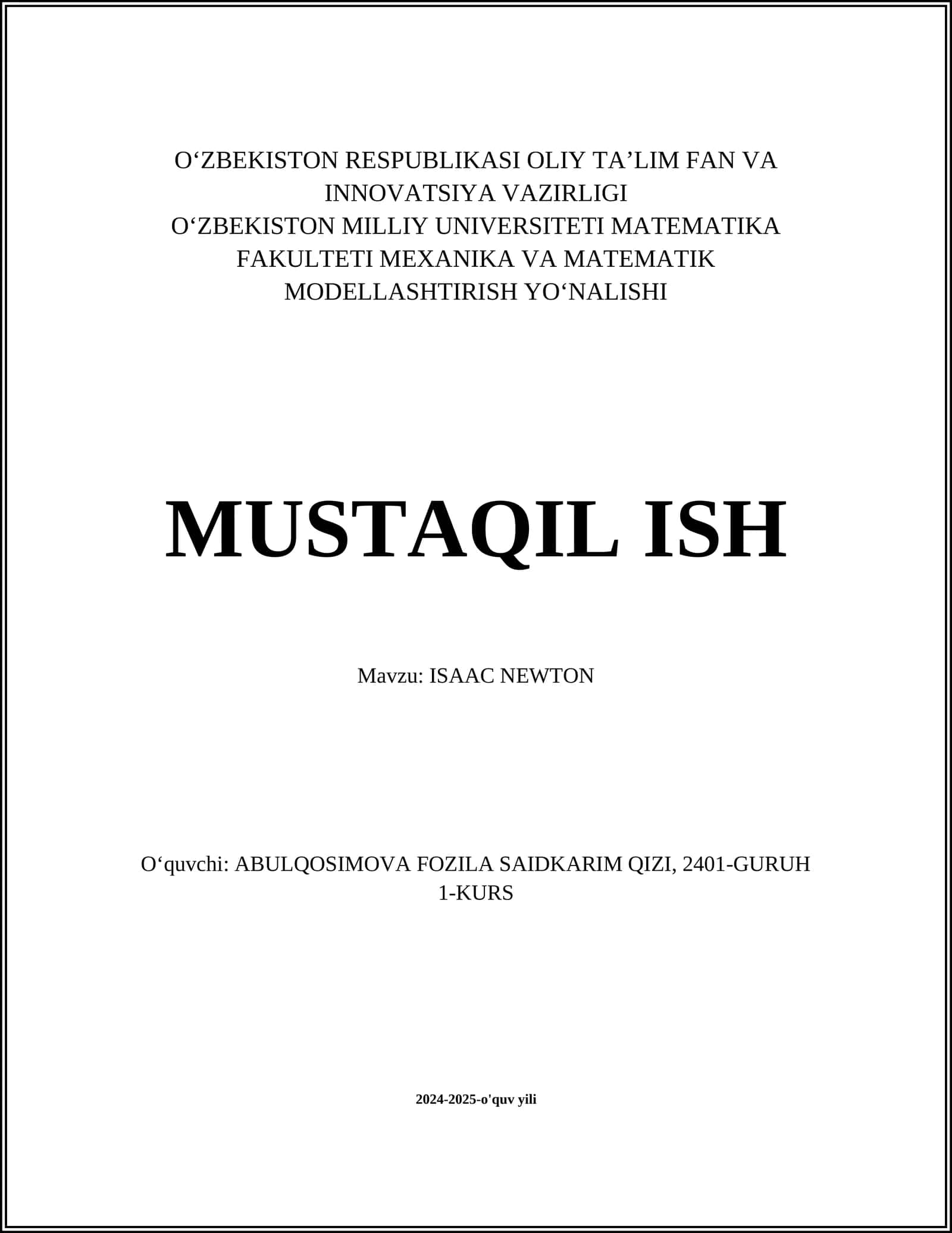 ISAAC NEWTON 1