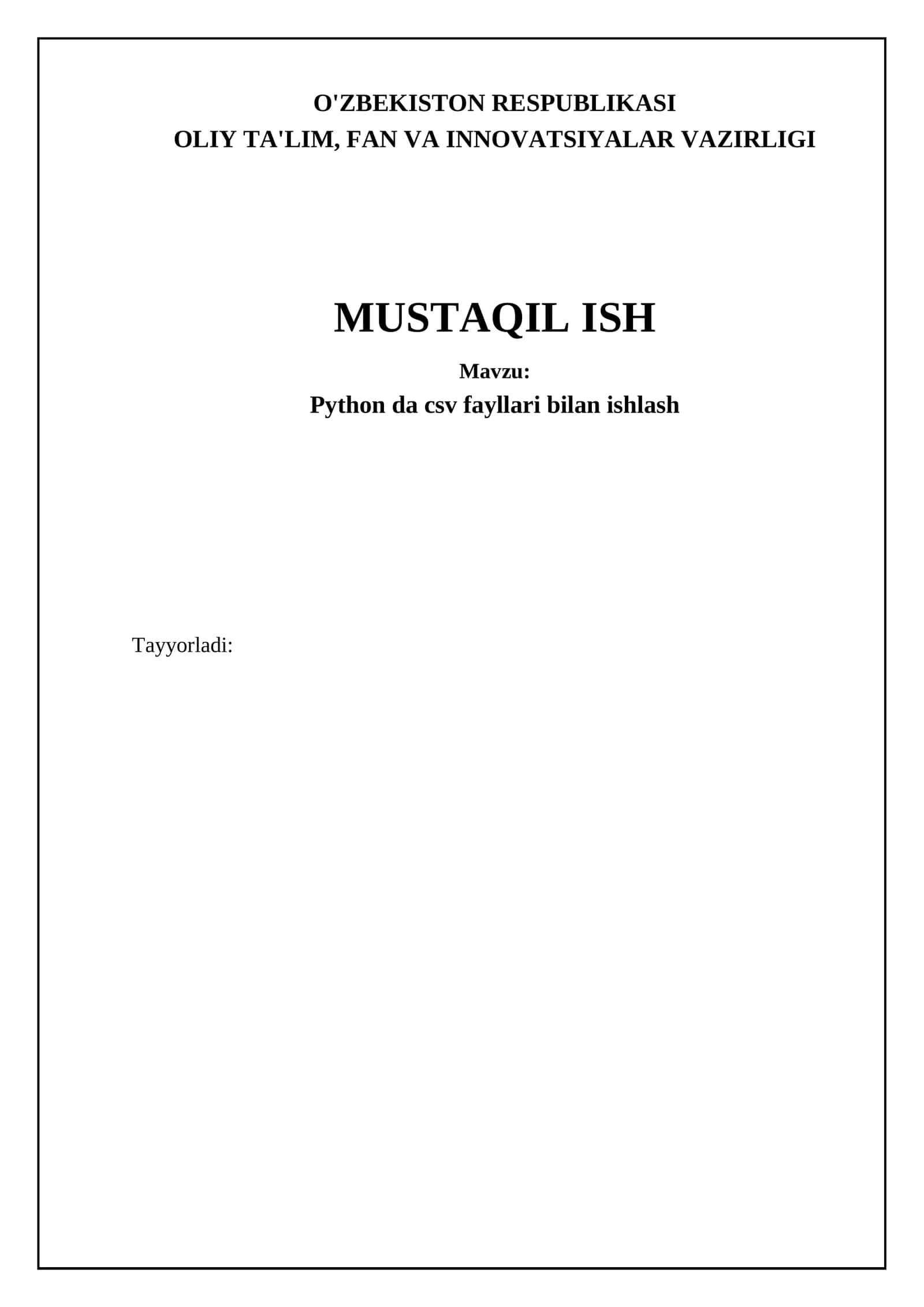 Python da csv fayllari bilan ishlash 1
